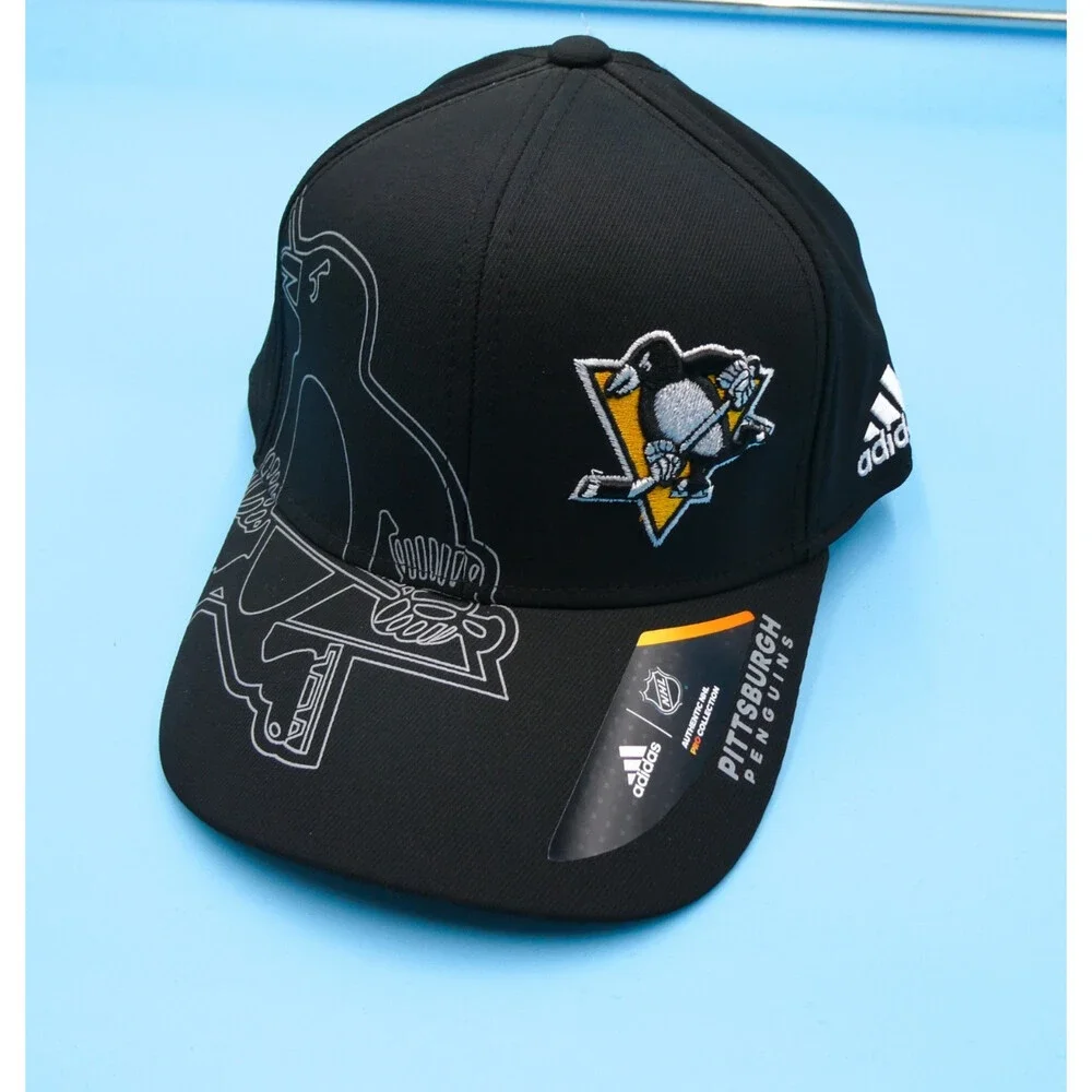 Adidas Pittsburgh Penguins Hat Mens Small Medium Fitted New Mid‎ Y2K NHL Vintage
